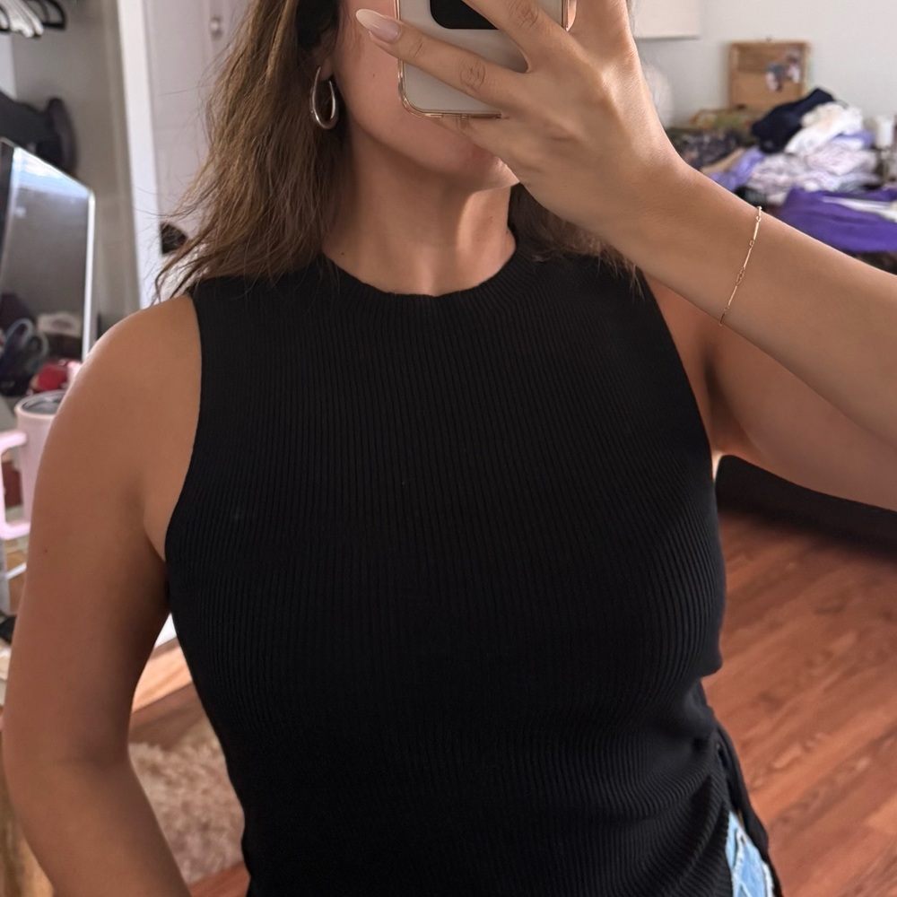 Black Mock Neck Top - Picture 3 of 5